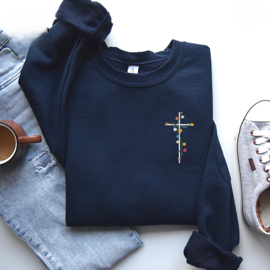 Floral Cross Sweater V2