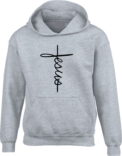 Jesus Signature Vertical Cross Hoodie