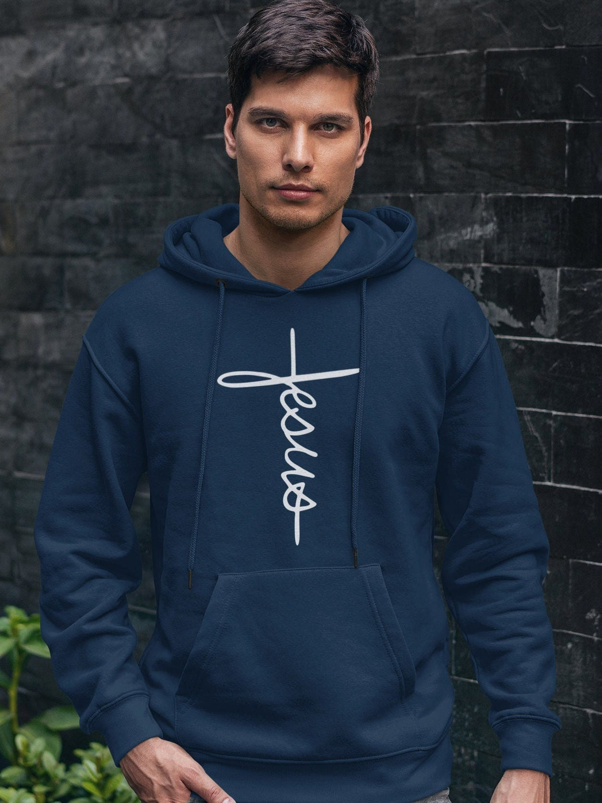Jesus Signature Vertical Cross Hoodie