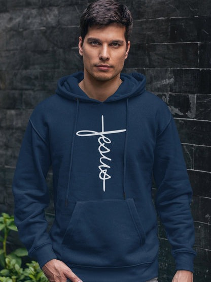Jesus Signature Vertical Cross Hoodie