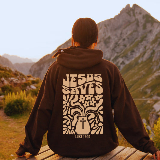 Jesus Saves Floral Hoodie