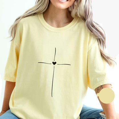 Minimal Cross Heart Tee