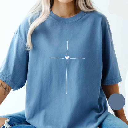 Minimal Cross Heart Tee