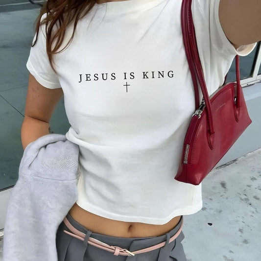 Jesus is King Baby Tee 90s Style