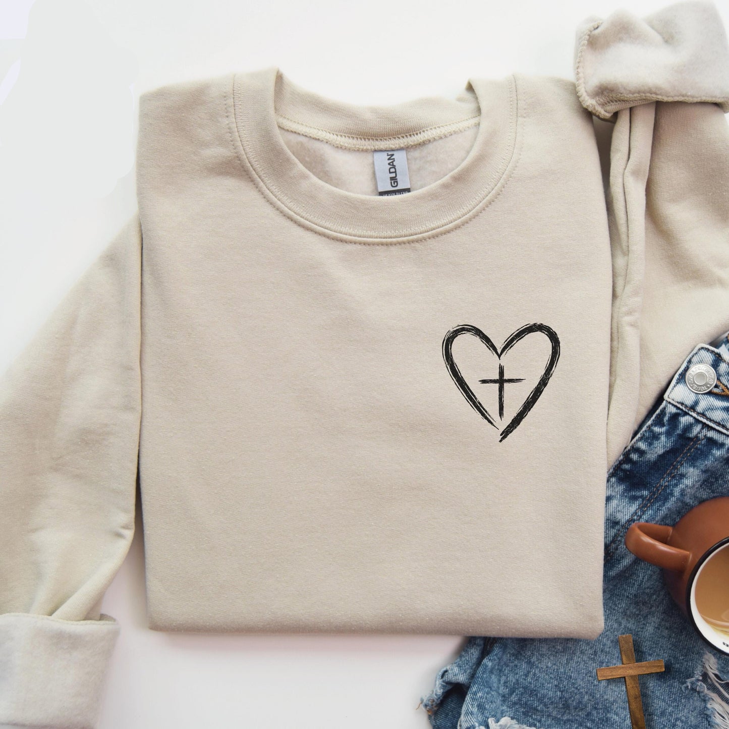 Heart With Cross Sweatshirt